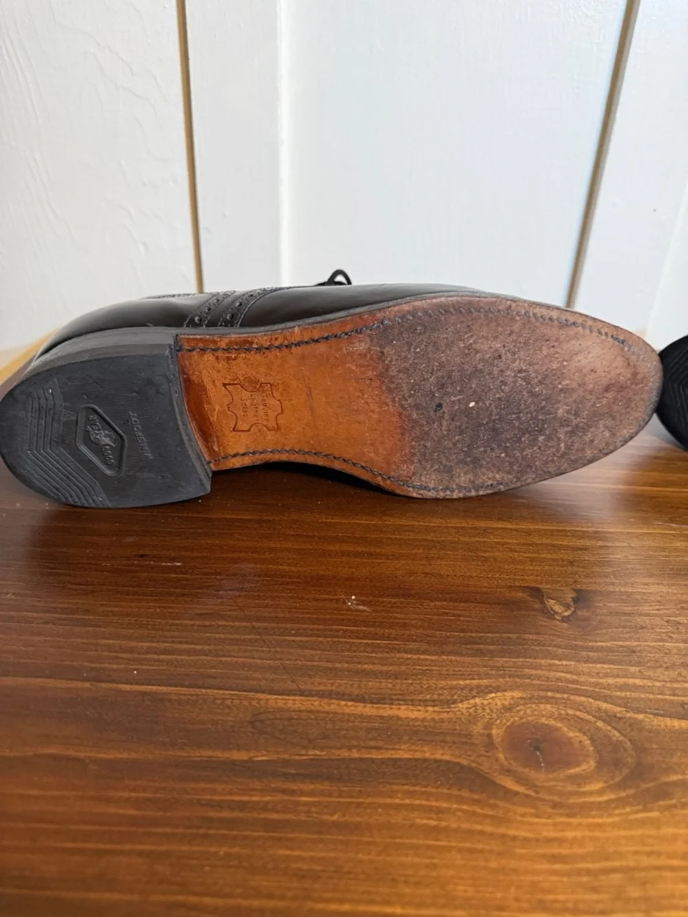 Men’s Florsheim Vintage Black Wingtip Oxford Shoes Leather USA 10.5 C